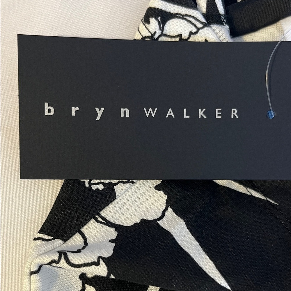 bryn Walker Black and White Floral Wide Leg Pants - Picture 4 of 12